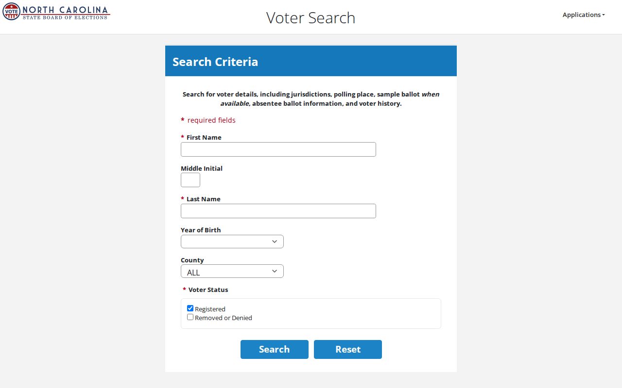 Morrisville voter records search form from NCSBE